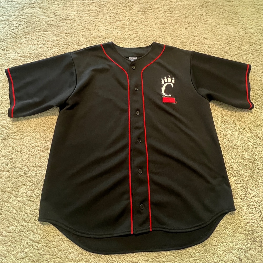 Retro University of Cincinnati Bearcats Black and Red Baseball Jersey - XL
